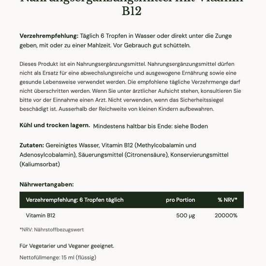 Biocare Methyl B12 vitamin supplement label with text and nutritional information on a white background