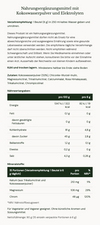 Nutritional supplement label with information on ingredients and nutritional content.