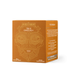 Orange packaging of True Omegas+ supplement with geometric design and text