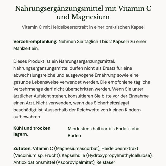 BioCare Vitamin C 500 product label with German text on a white background